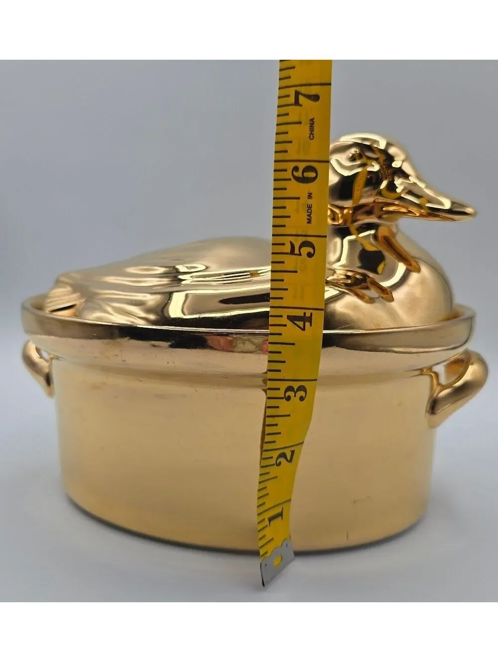Vintage Hall China Golden Glo 24K Duck Covered Casserole Gump's San Francisco